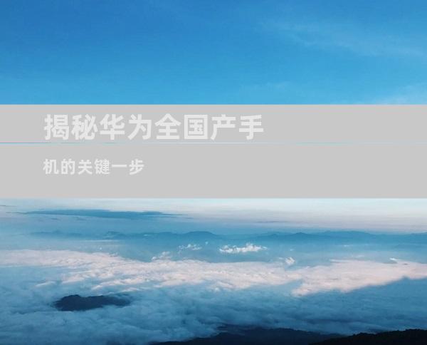 揭秘华为全国产手机的关键一步